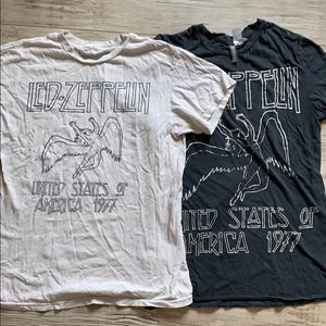Black and off white Led Zeppelin t-shirts